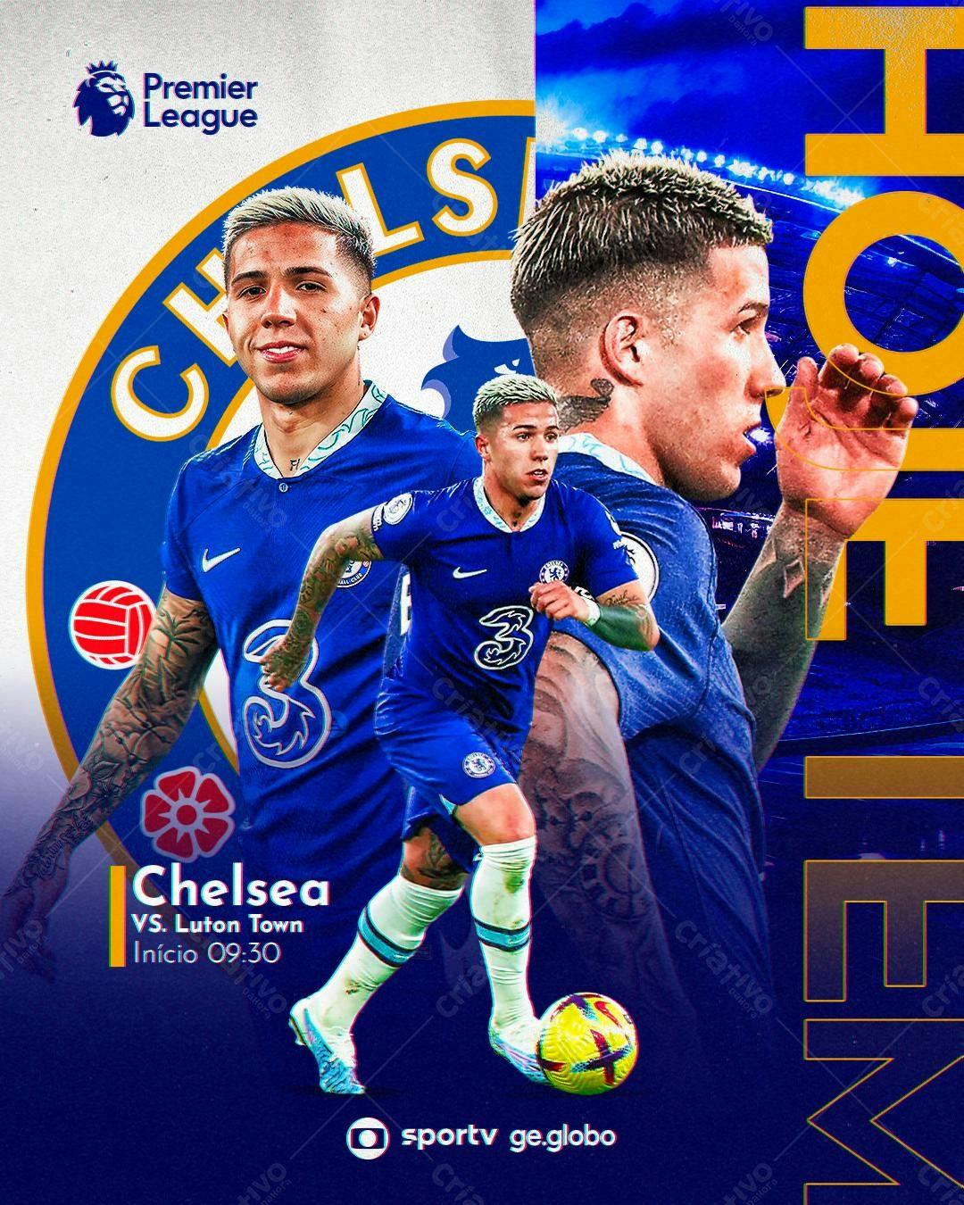 Flyer Chelsea vs Luton Town PSD Editável