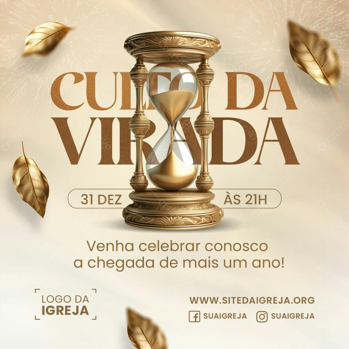 Flyer para Culto da Virada PSD Editável