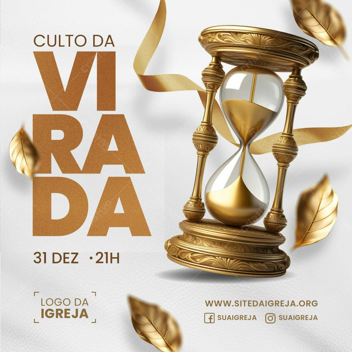 Flyer para Culto da Virada PSD Editável