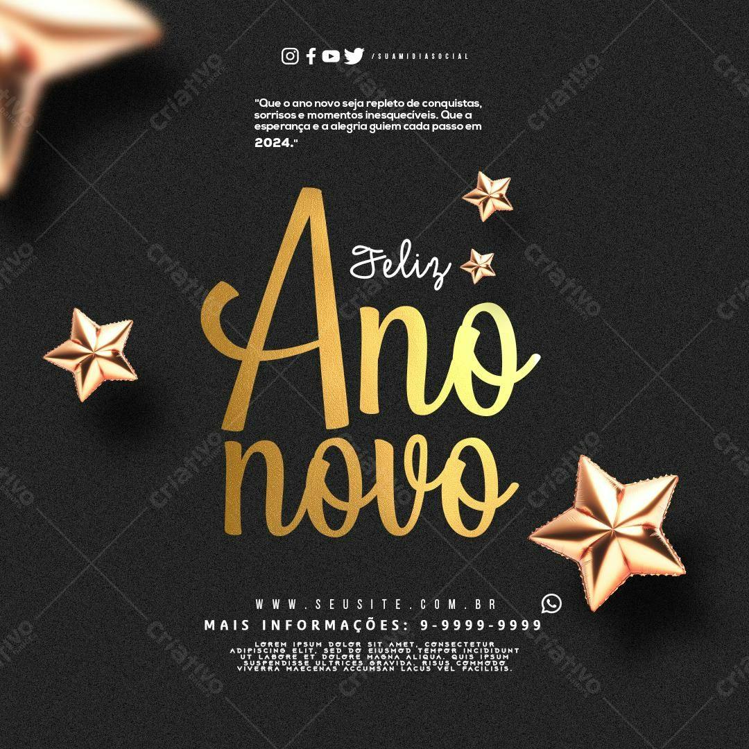 Flyer Feliz Ano Novo PSD Editável