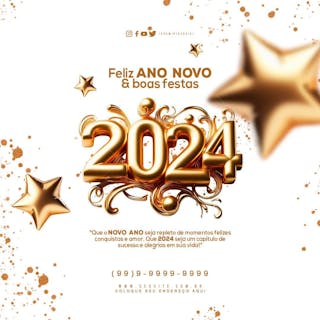 Feliz ano novo e boas festas 2024