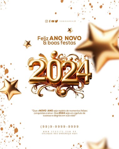 Feliz ano novo e boas festas 2024