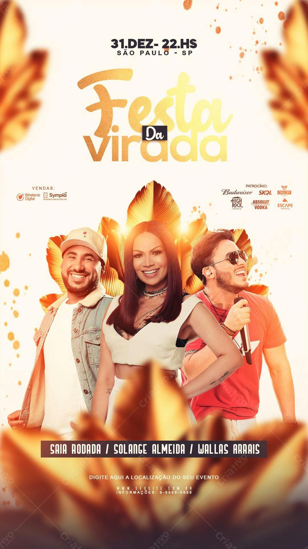 Flyer Festa da Virada Réveillon PSD Editável