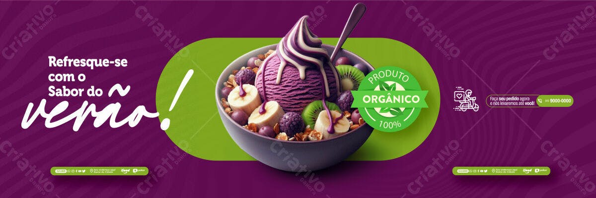 Banner Açaí Verão PSD Editável