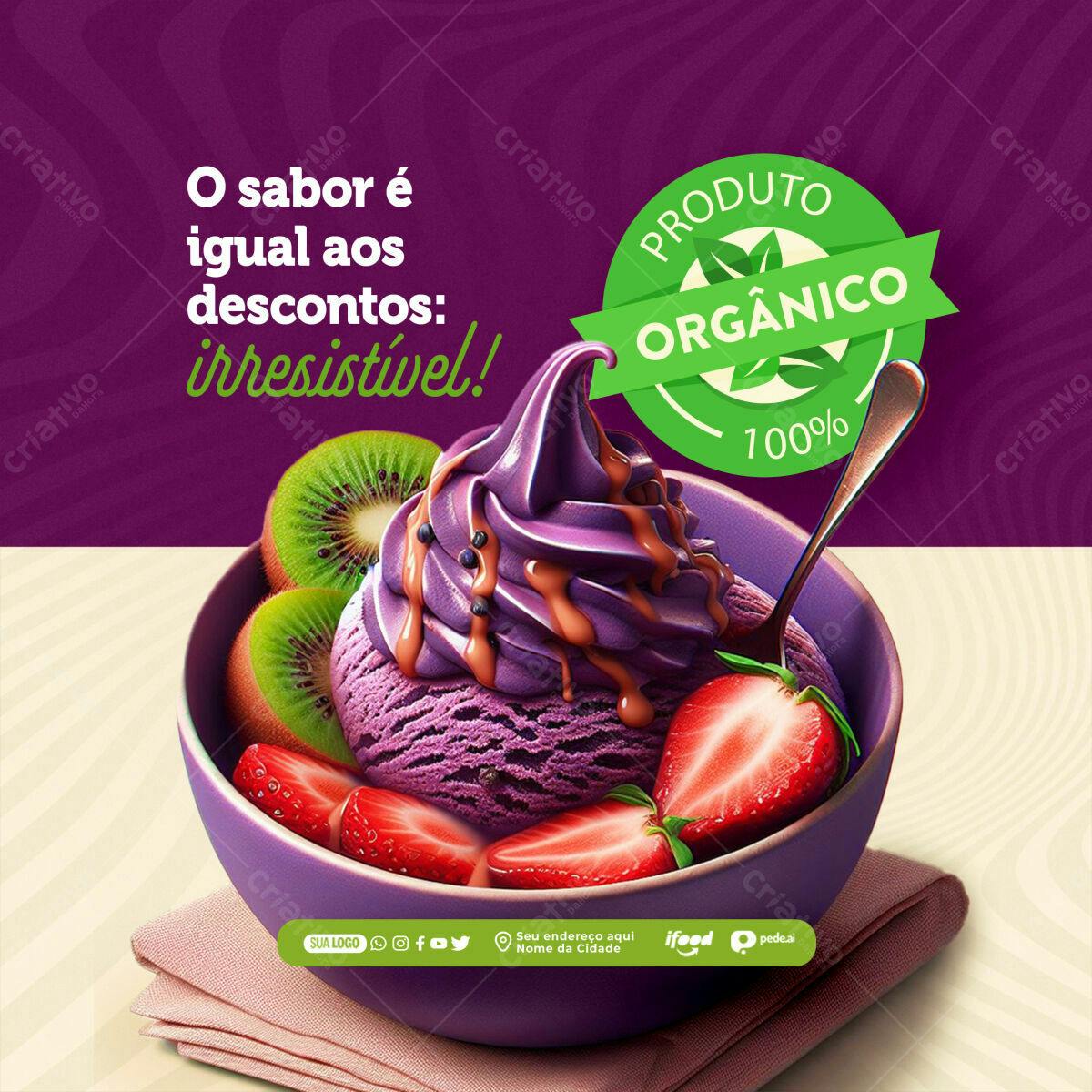 Flyer Sorvete Orgânico PSD Editável