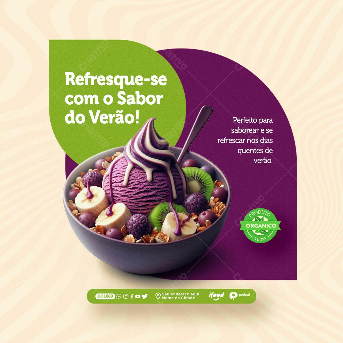 Postagem Instagram Verão Açaí PSD Editável
