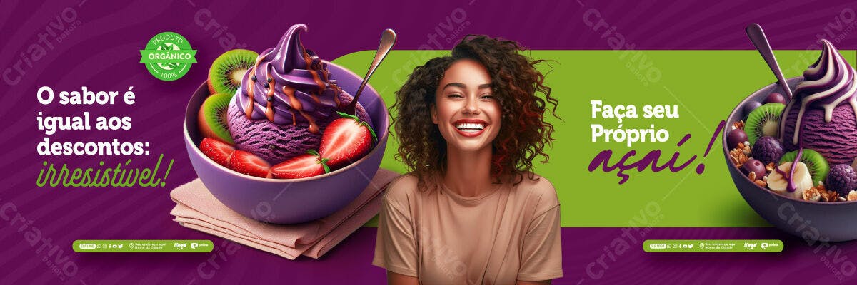 Banner Açaí Orgânico PSD Editável