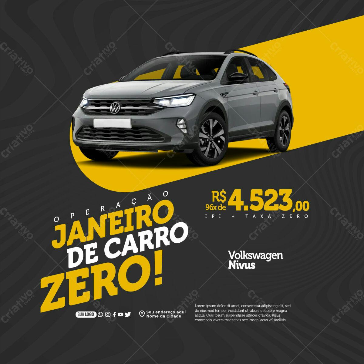 Flyer Operação Janeiro de Carro Zero Volkswagen Nivus PSD Editável