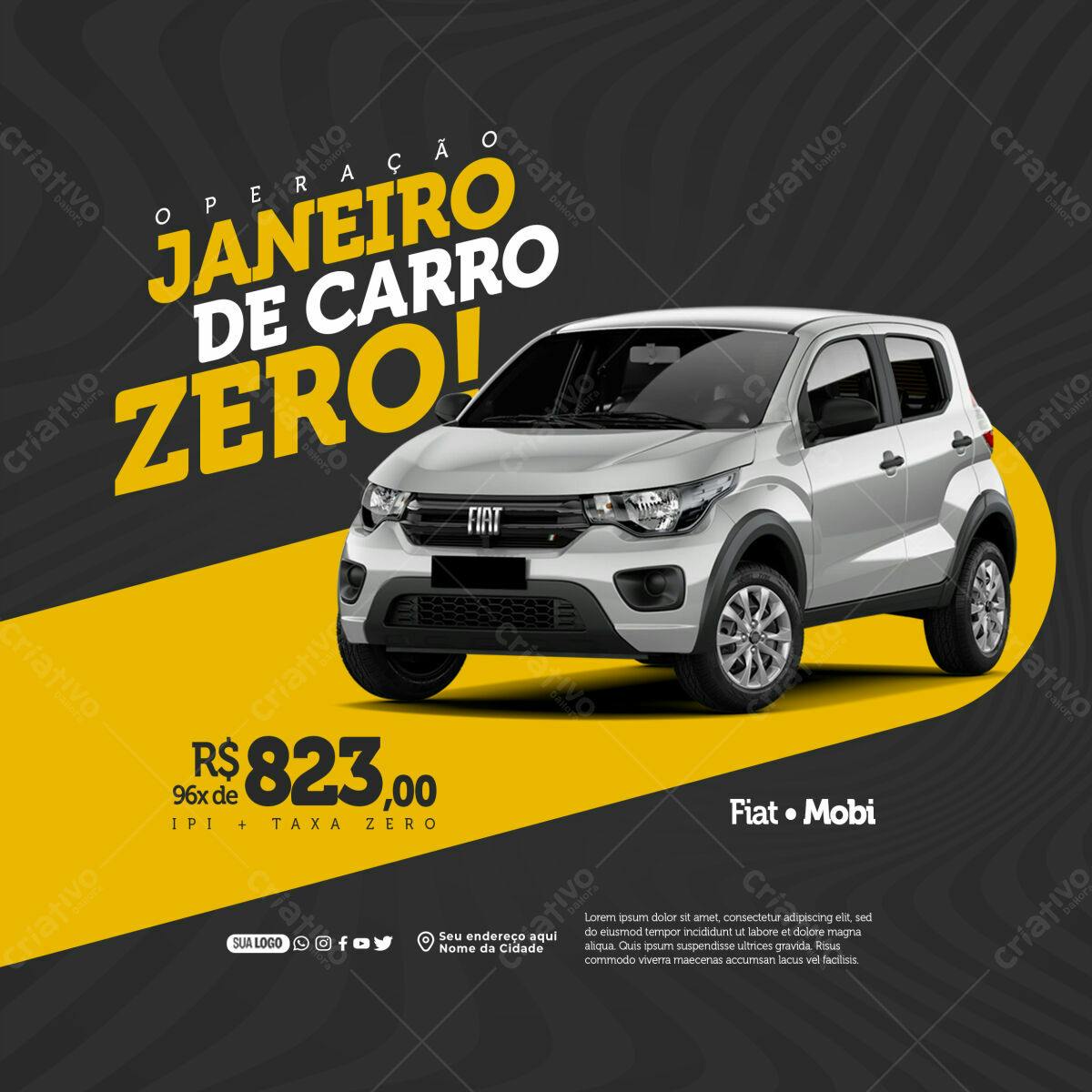 Flyer Operação Janeiro de Carro Zero PSD Editável