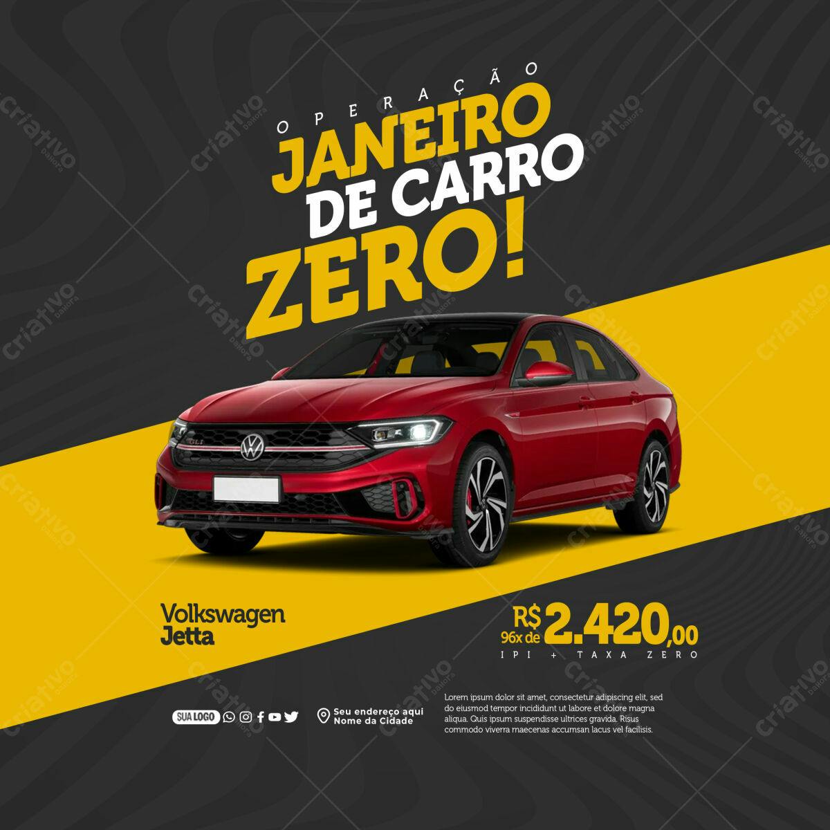 Flyer Operação Janeiro de Carro Zero PSD Editável