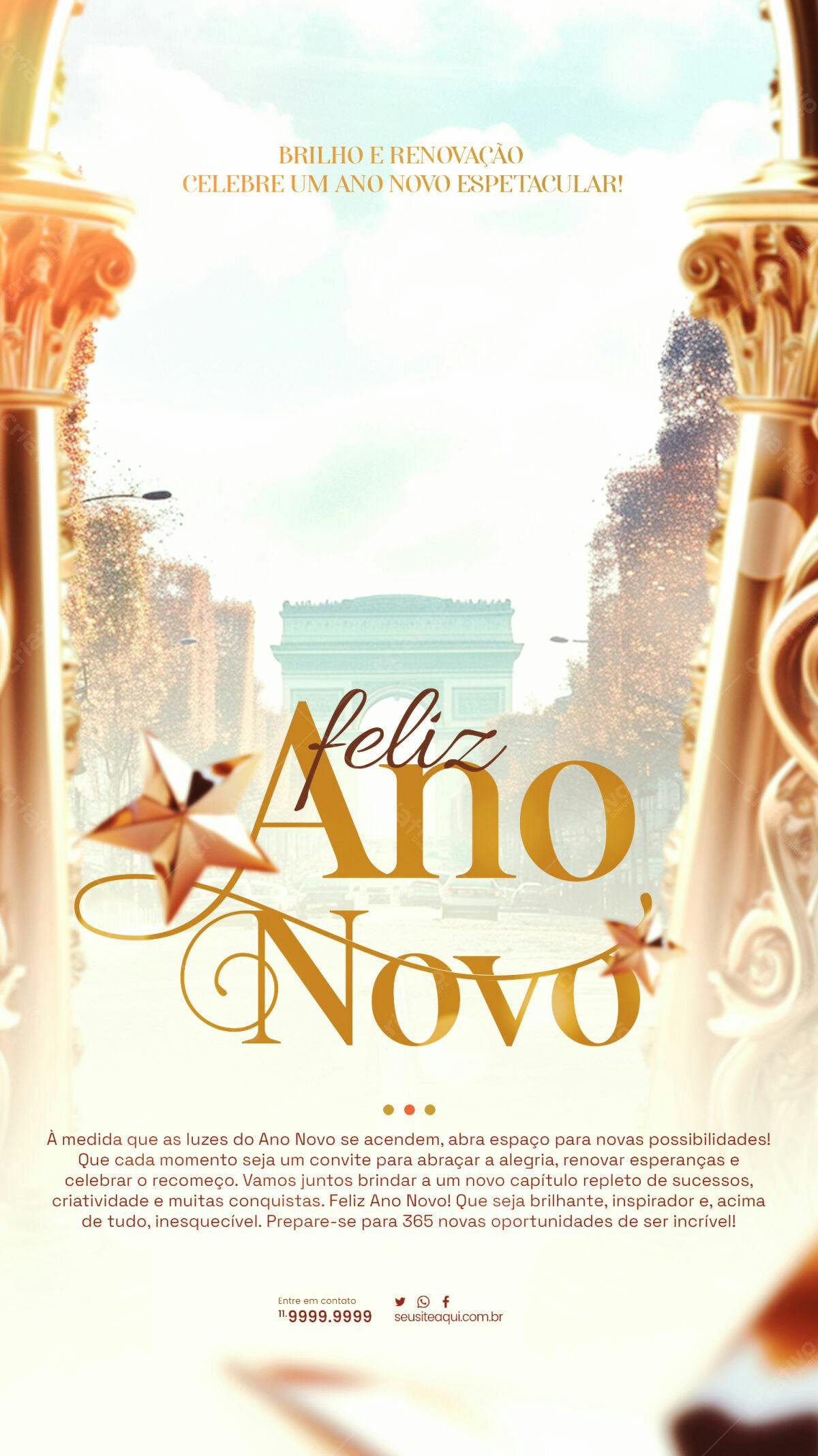 Flyer Feliz Ano Novo PSD Editável