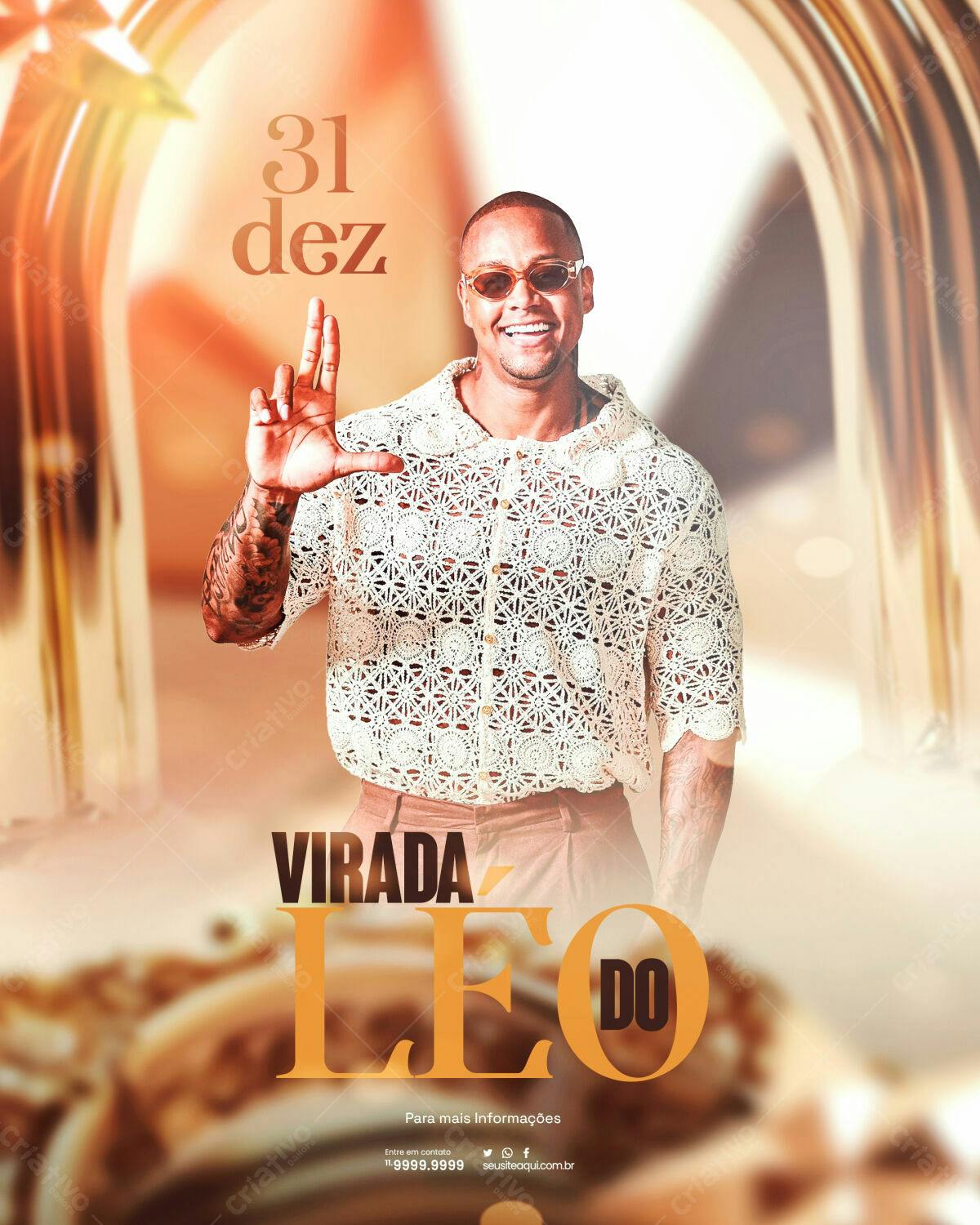 Flyer para Réveillon com Léo PSD Editável