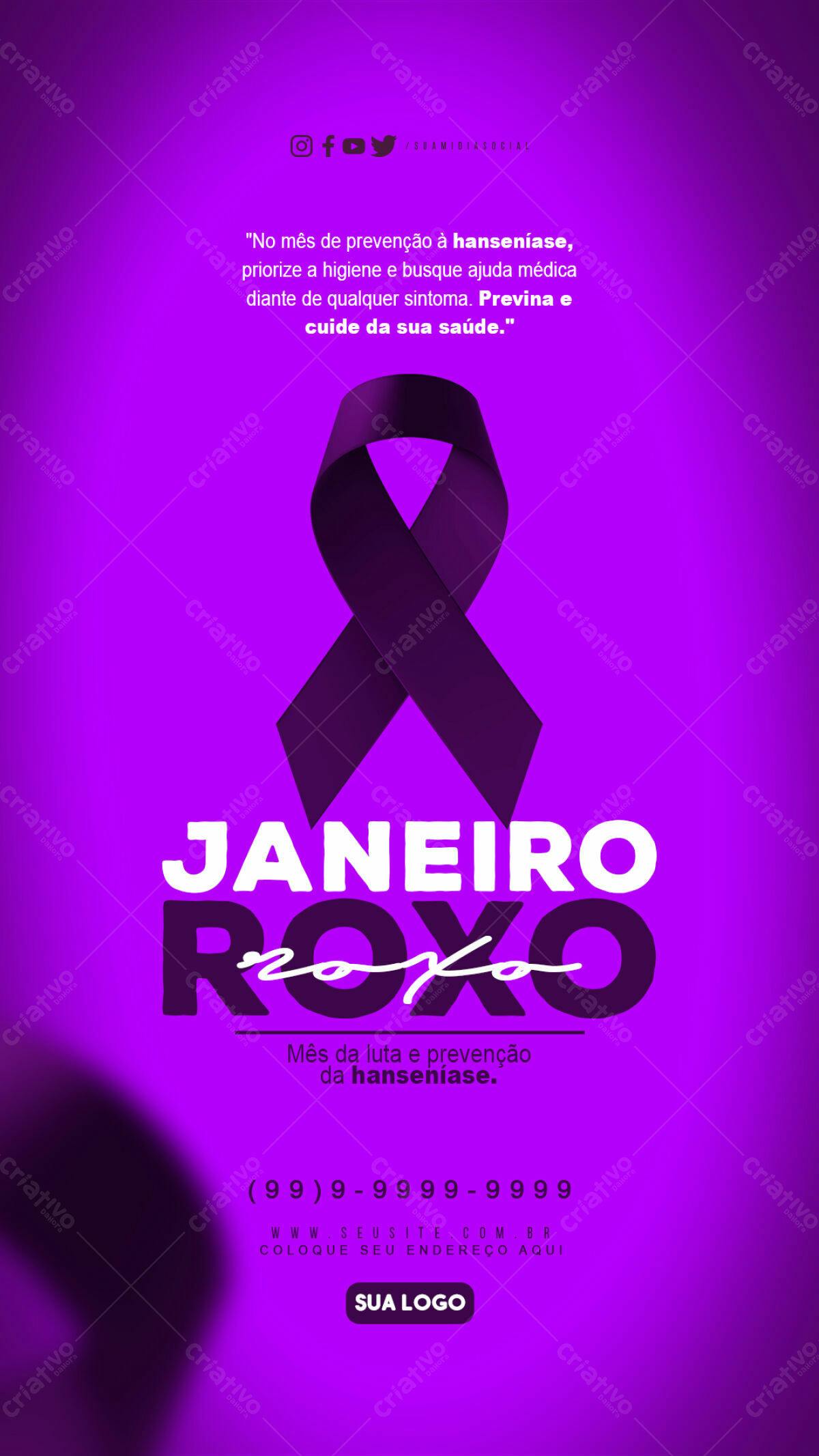 Flyer Janeiro Roxo PSD Editável