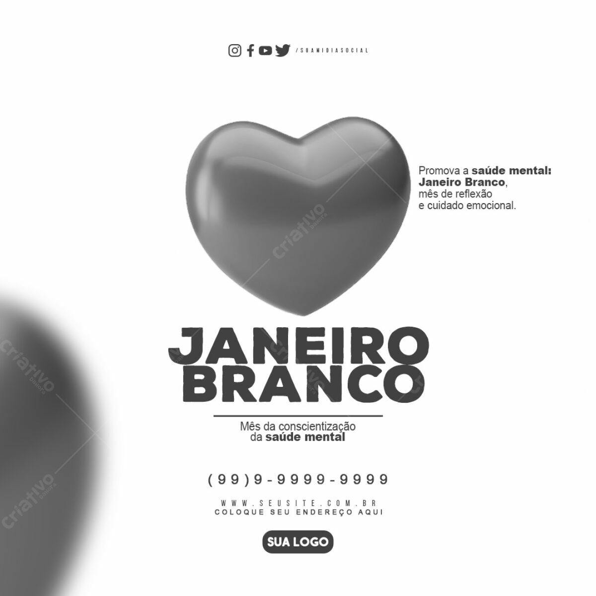 Flyer Janeiro Branco PSD Editável