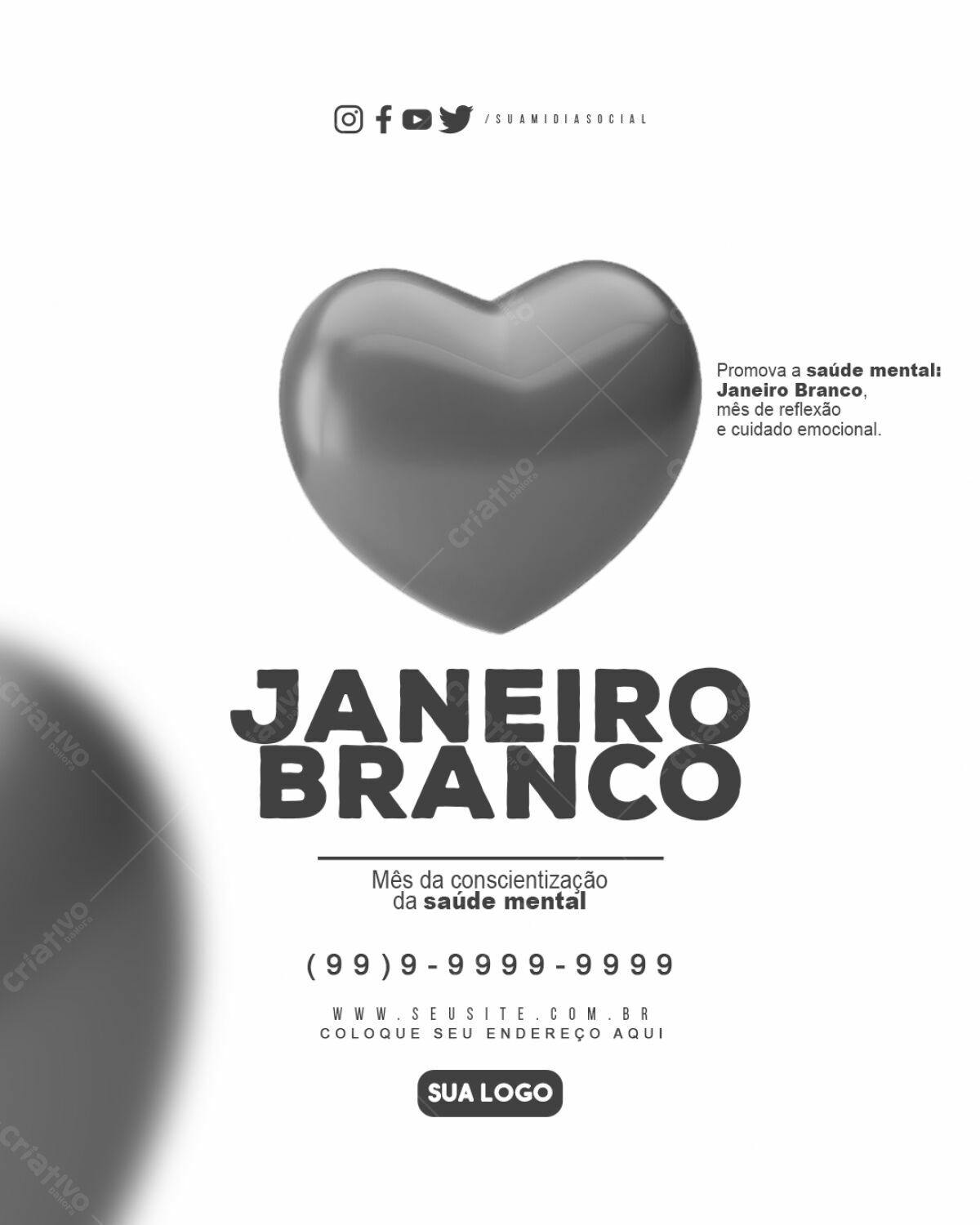 Post para Janeiro Branco PSD Editável