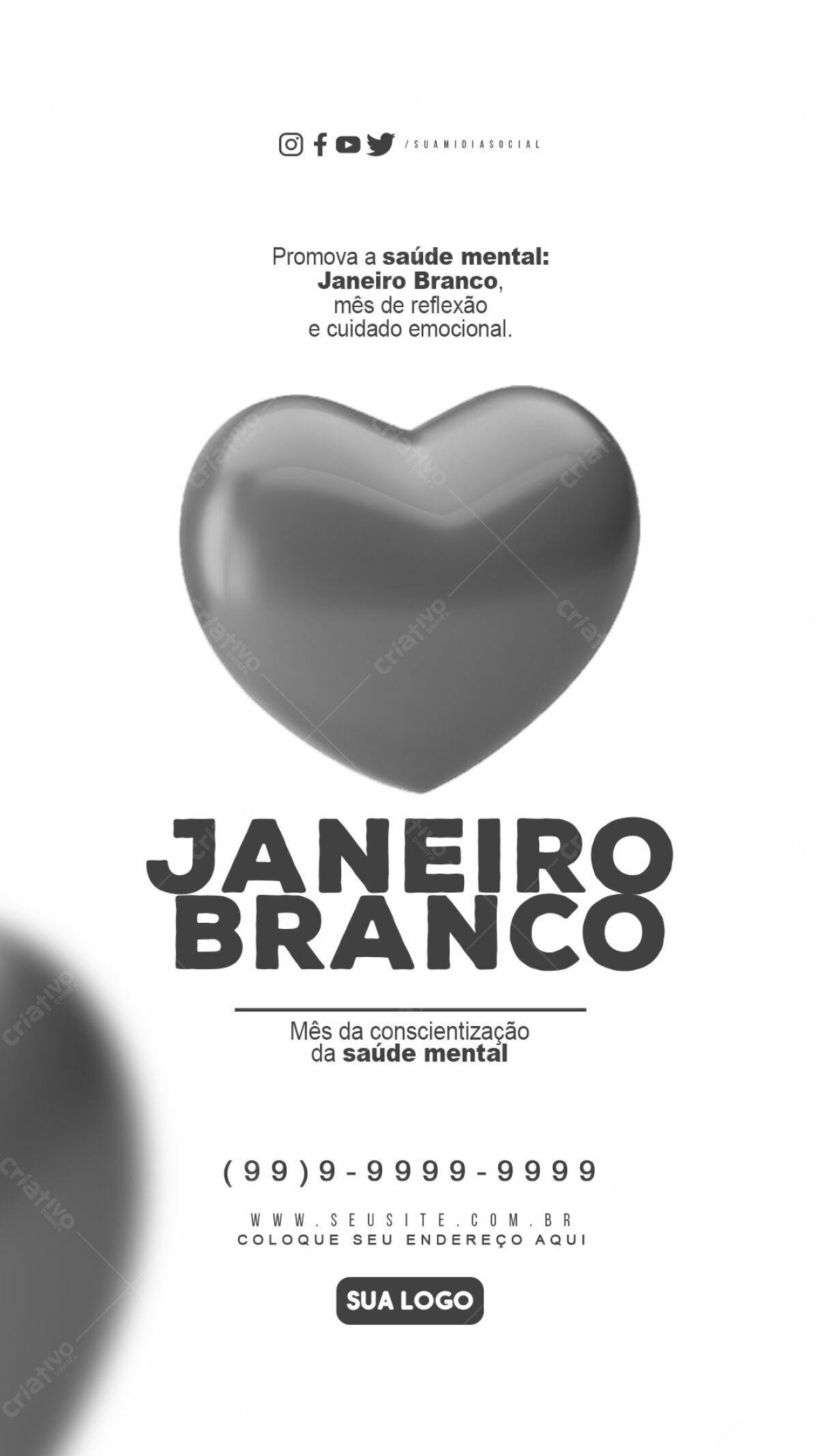 Flyer Janeiro Branco PSD Editável