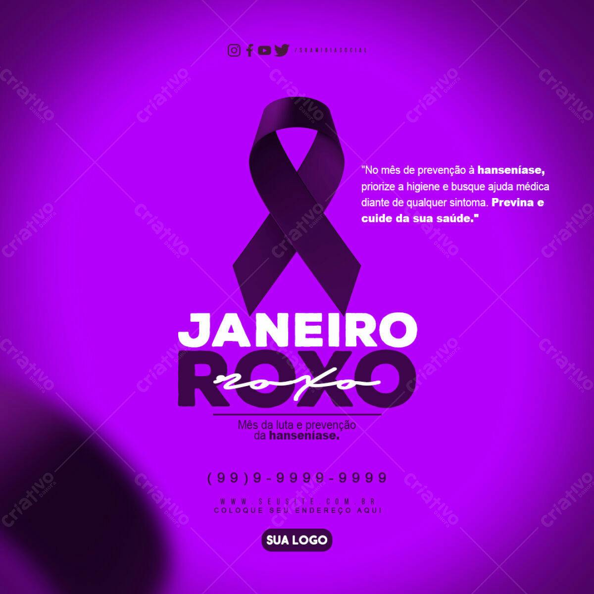 Post para Janeiro Roxo PSD Editável