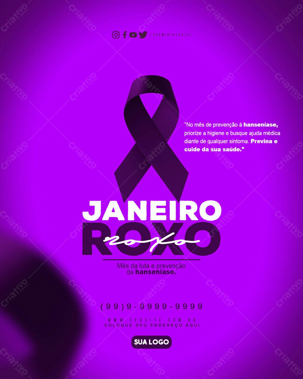 Post para Janeiro Roxo PSD Editável