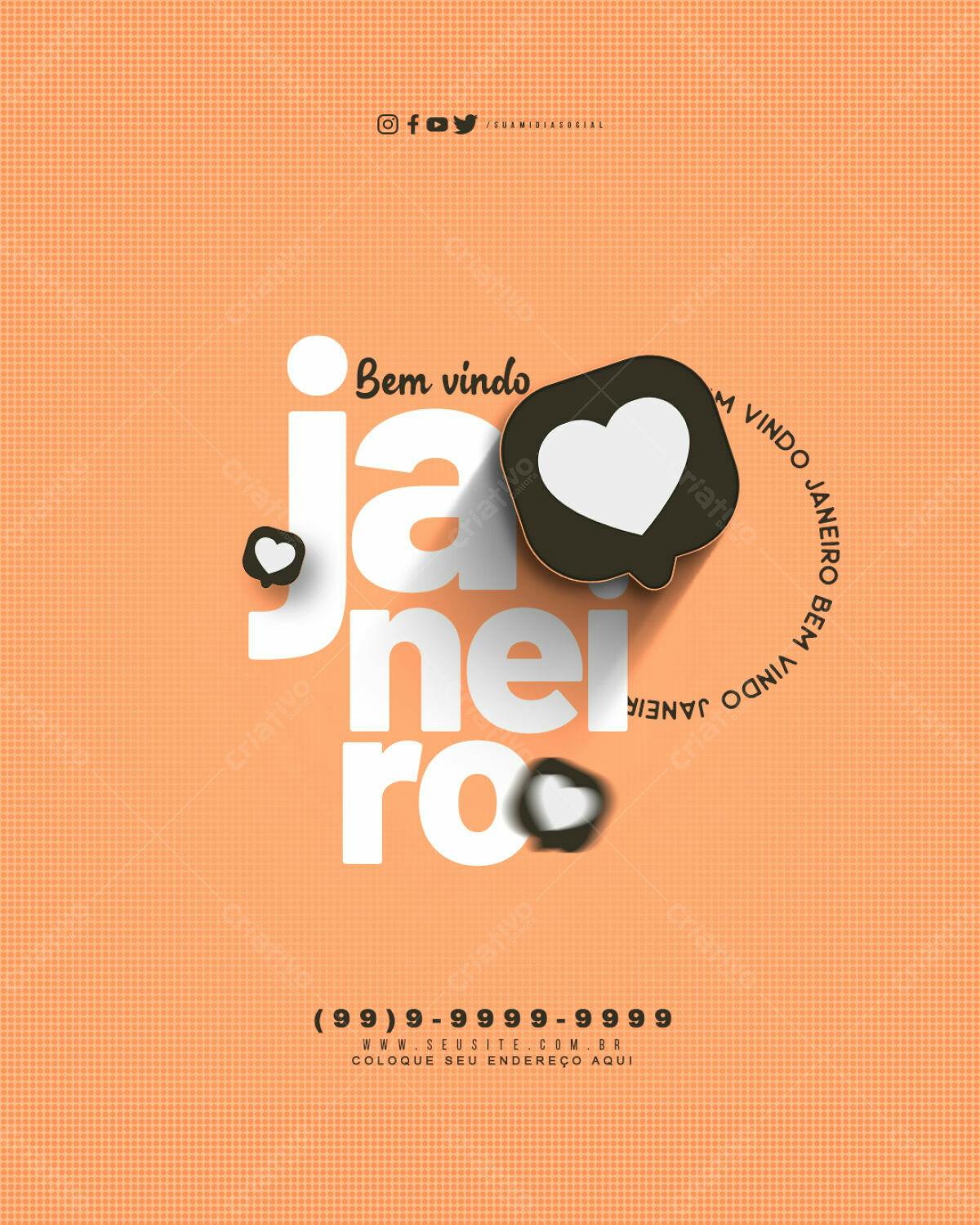 Flyer de Boas Vindas Janeiro PSD Editável
