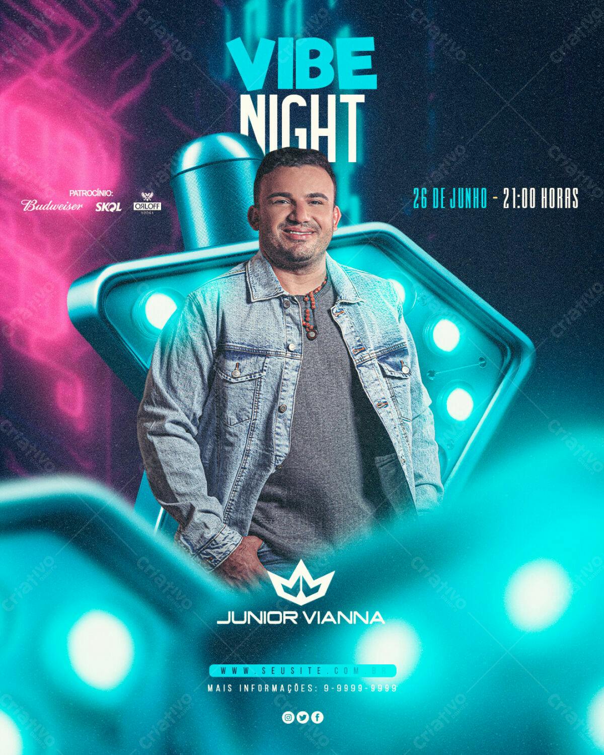 Flyer para Festa Vibe Night PSD Editável