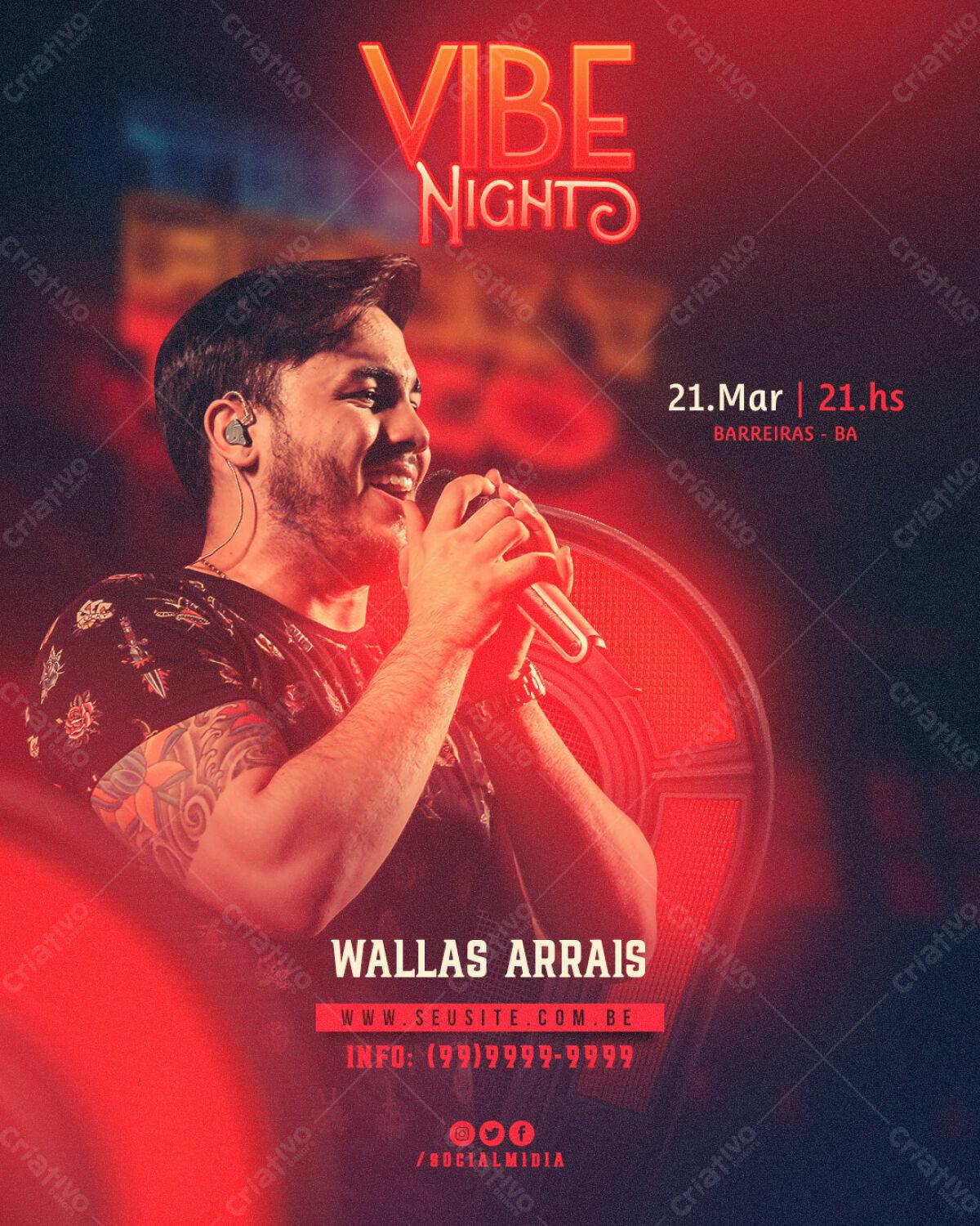 Flyer para Show Musical Vibe Night PSD Editável