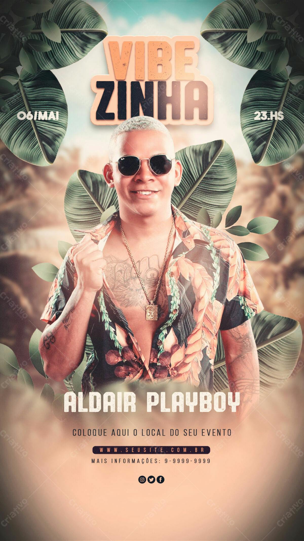 Flyer Festa Vibe Zinha com Aldair Playboy PSD Editável