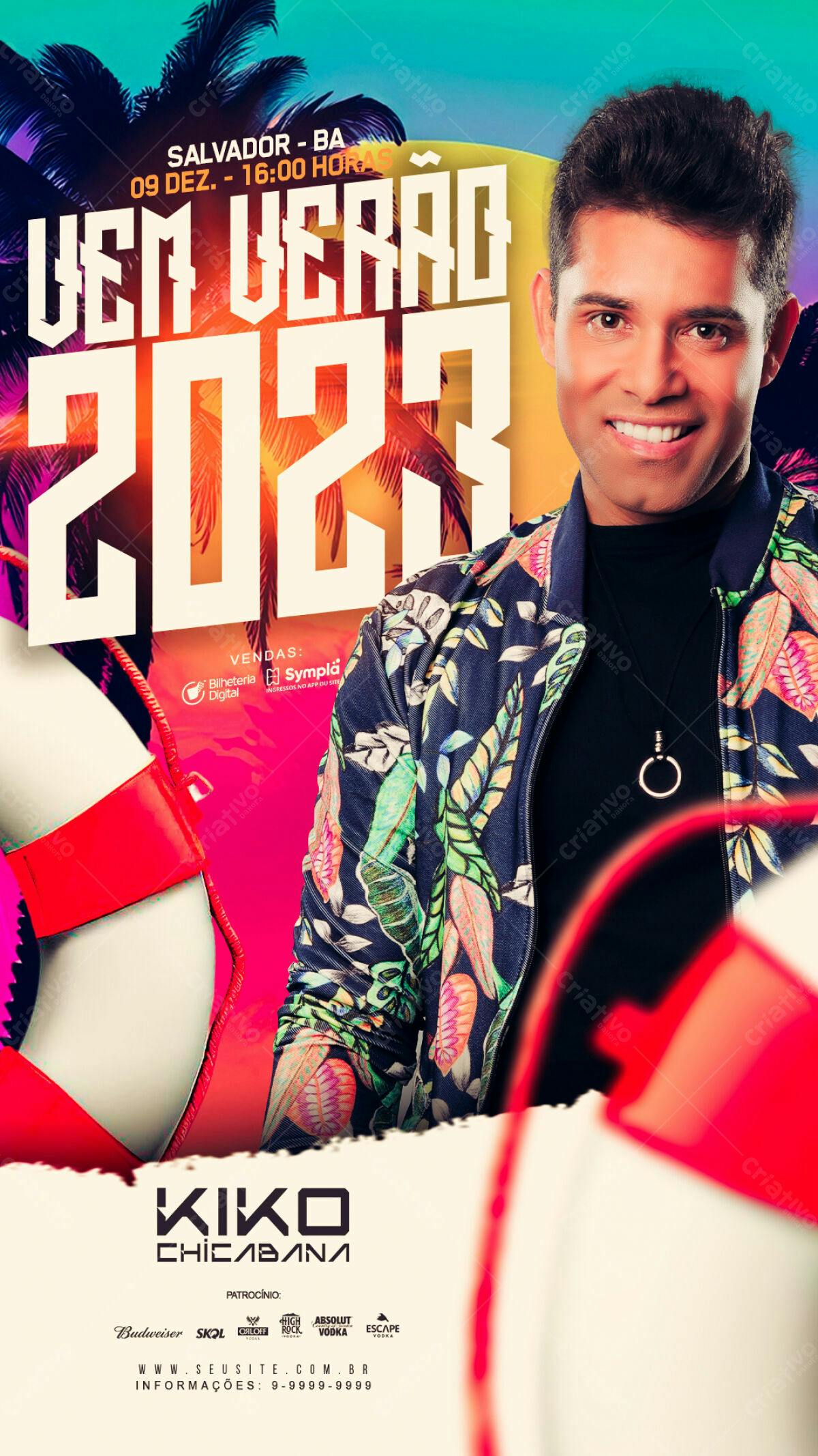 Flyer Verão 2023 Kiko Chicabana PSD Editável