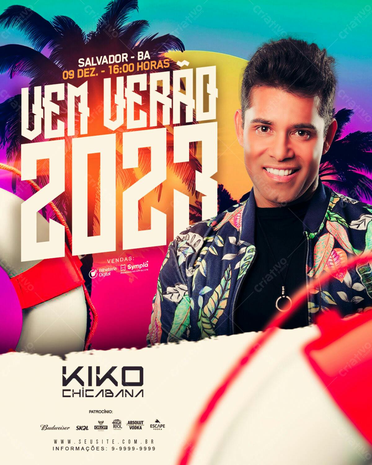 Flyer para Festa de Verão com Kiko Chicabana PSD Editável