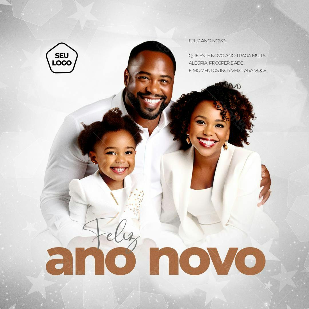 Flyer Feliz Ano Novo Família PSD Editável