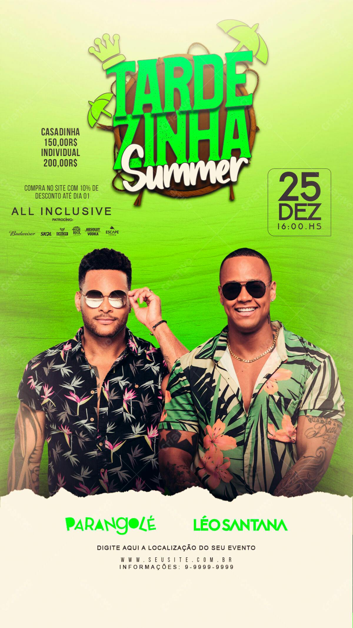 Flyer Festa de Verão com Parangolé e Léo Santana PSD Editável