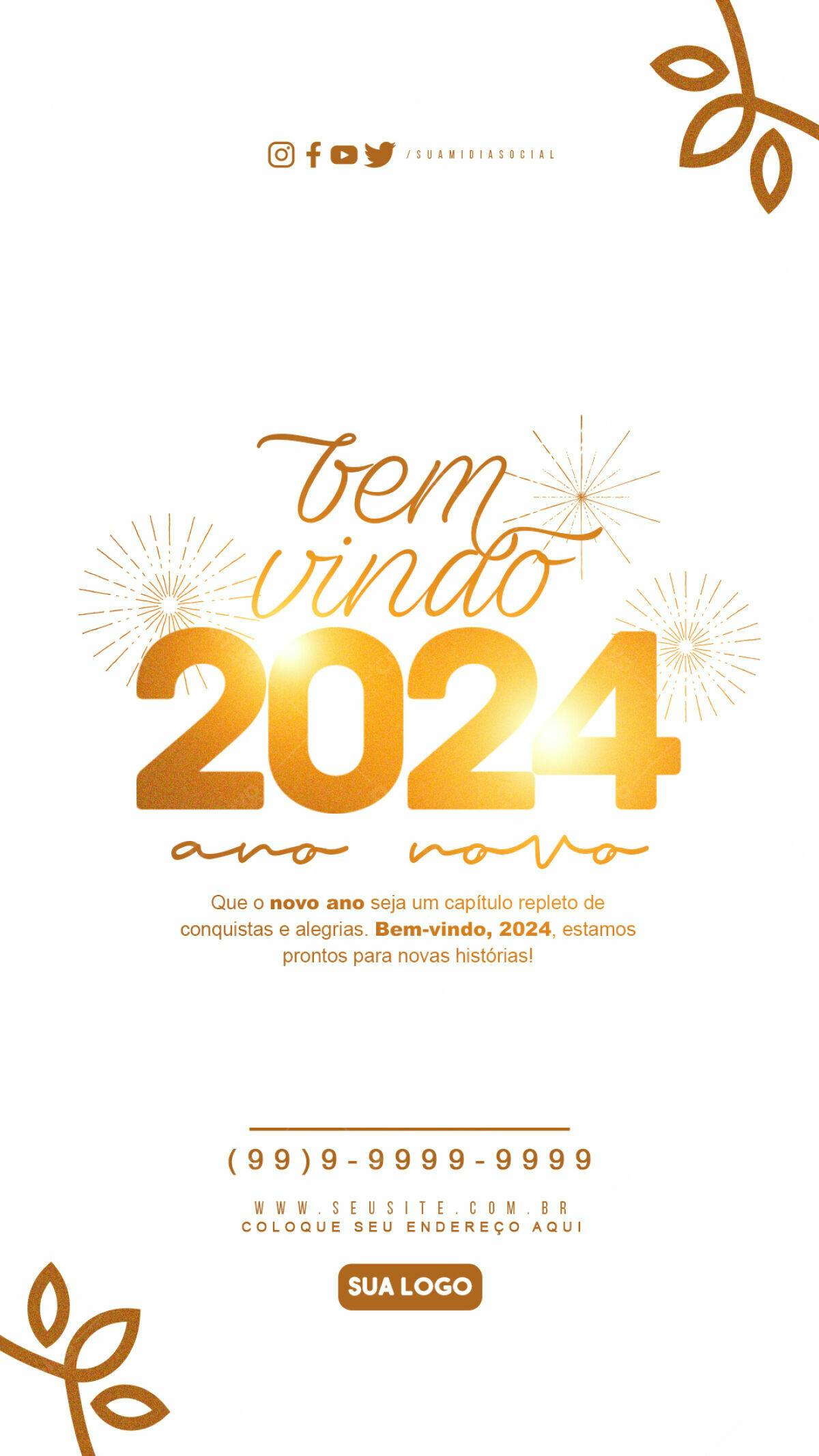 Postagem de Boas Vindas 2024 PSD Editável