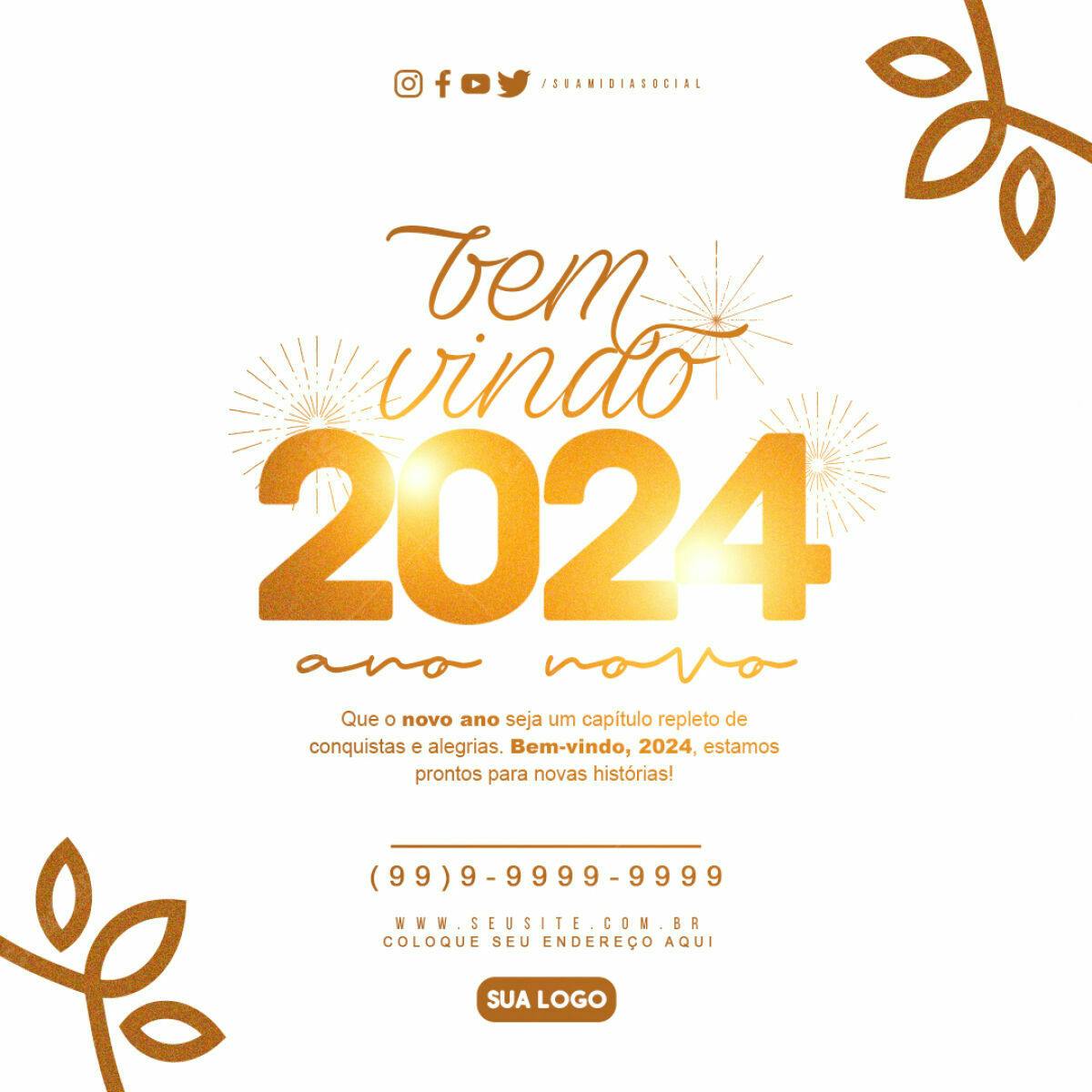 Postagem Ano Novo 2024 PSD Editável