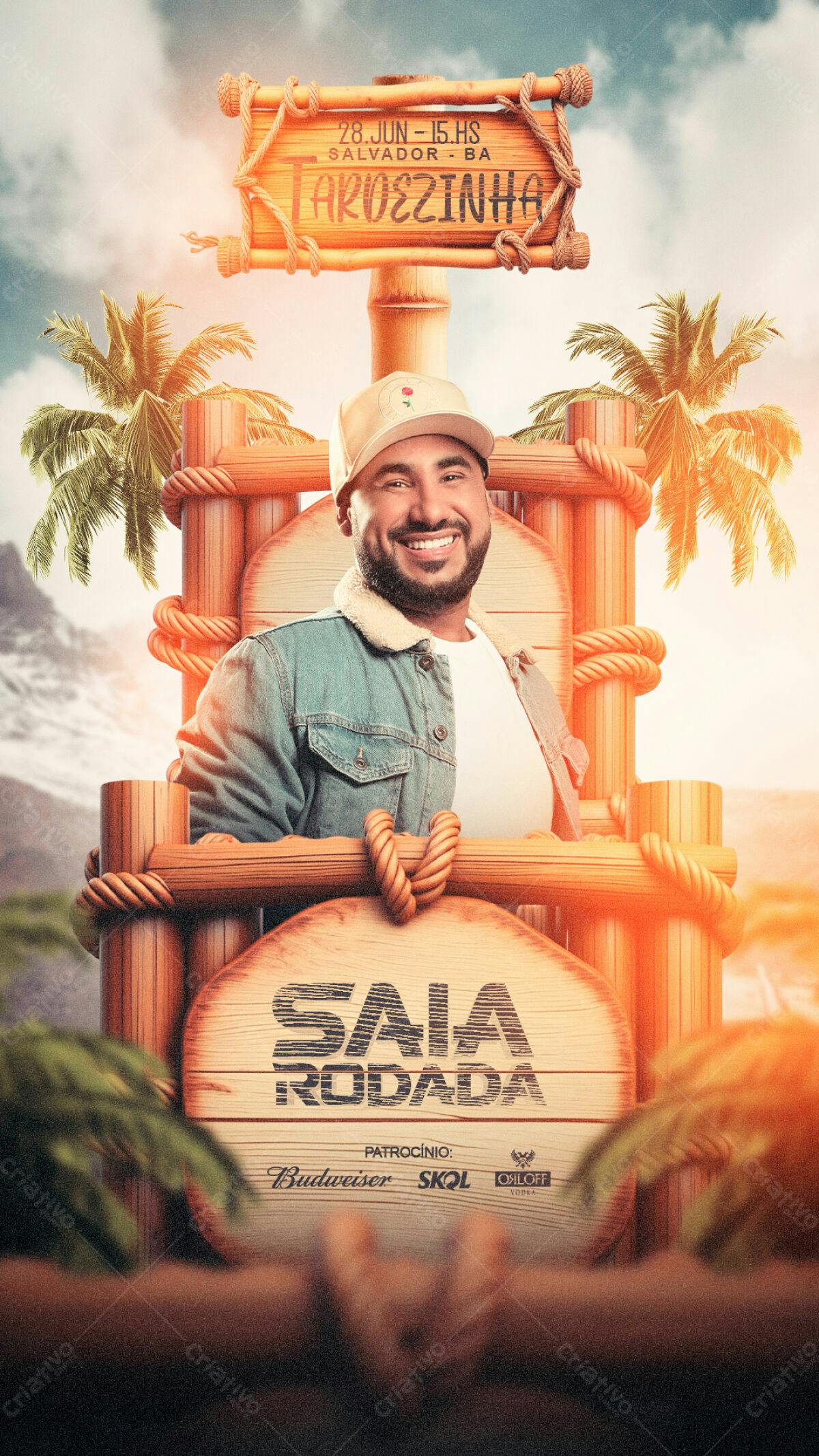 Flyer para Evento Saia Rodada em Tarvezinha PSD Editável