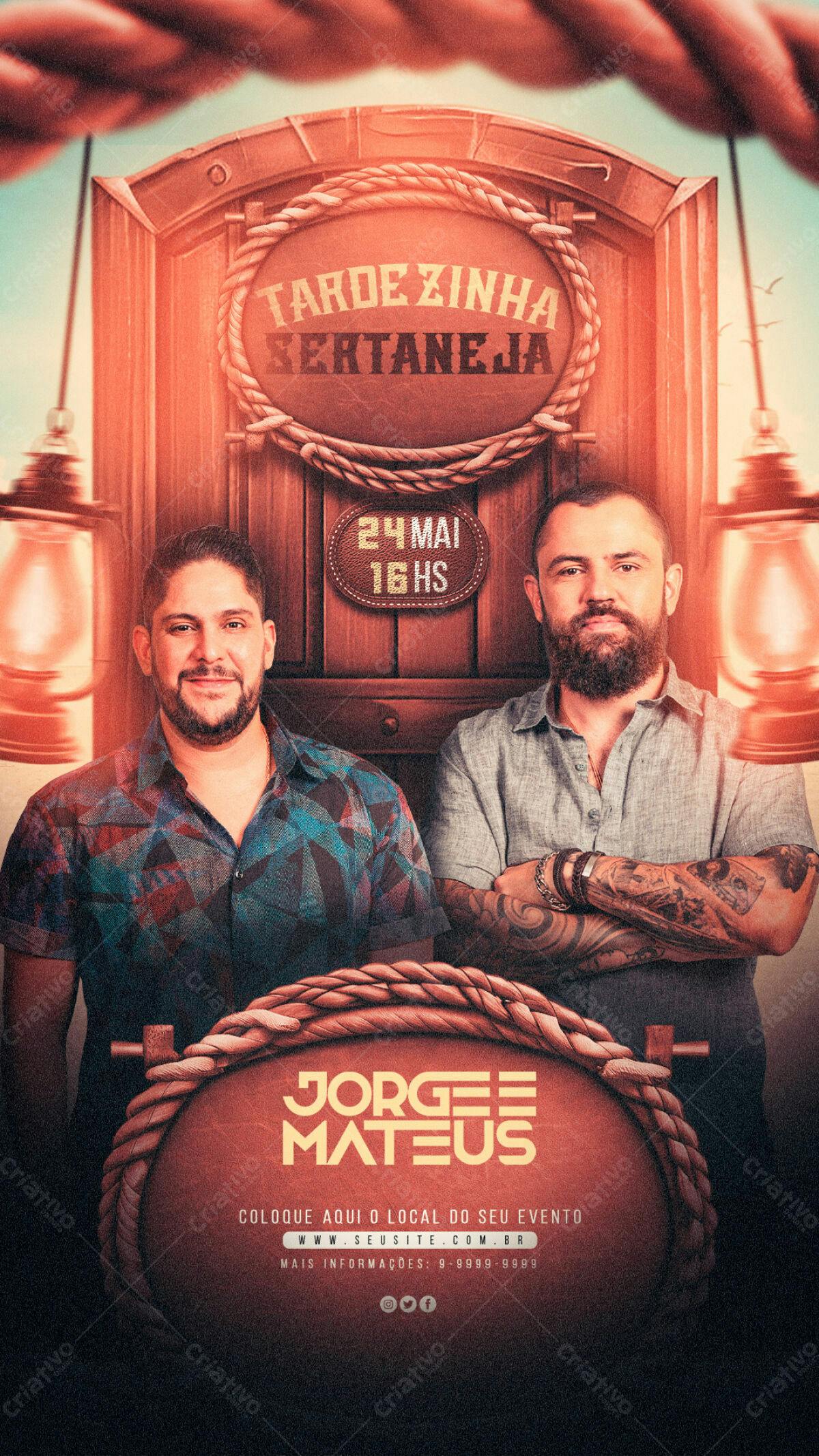 Flyer para Festa Sertaneja Jorge e Mateus PSD Editável