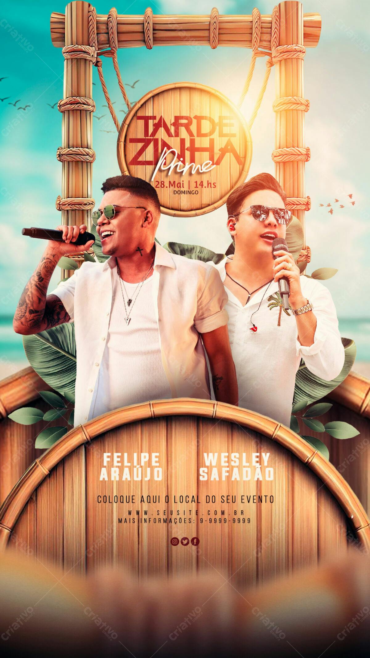 Flyer para Evento Musical com Felipe Araújo e Wesley Safadão PSD Editável