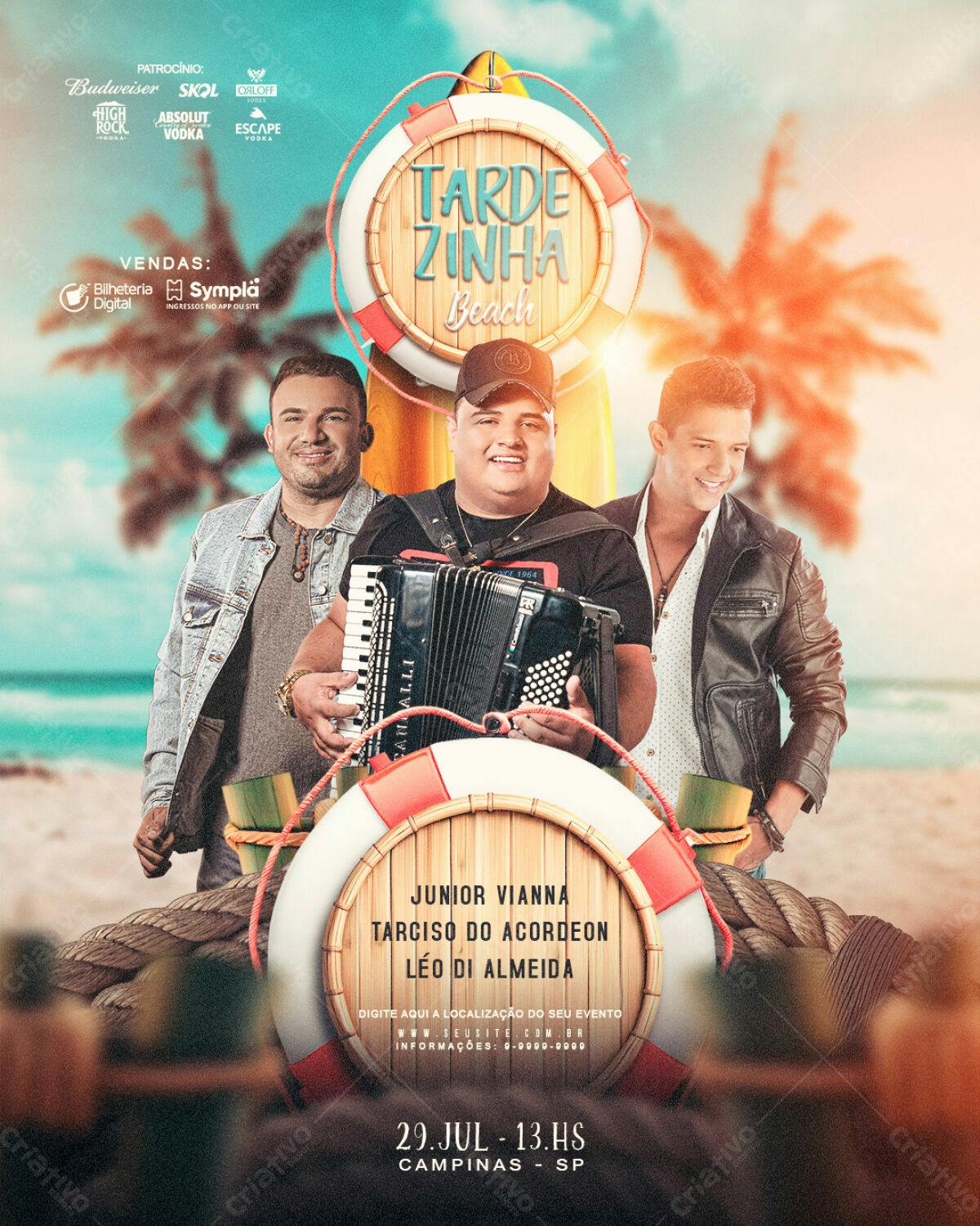 Flyer Tarde Zinha Beach PSD Editável