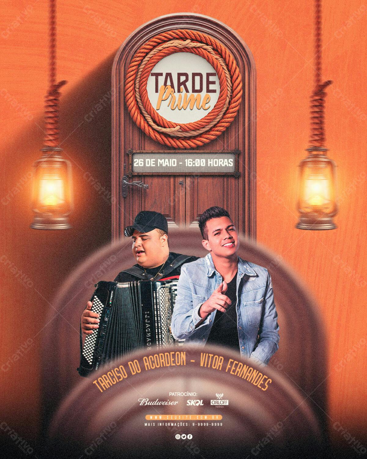 Flyer para Show Tarcísio do Acordeon e Vitor Fernandes PSD Editável