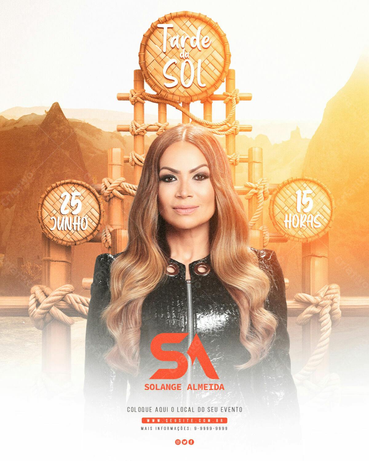 Flyer para Evento Tarde do Sol com Solange Almeida PSD Editável