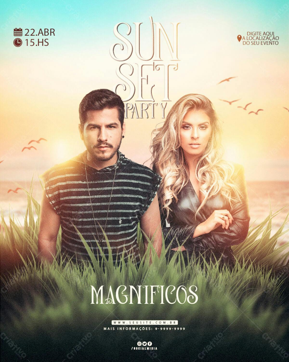 Flyer Sunset Party PSD Editável