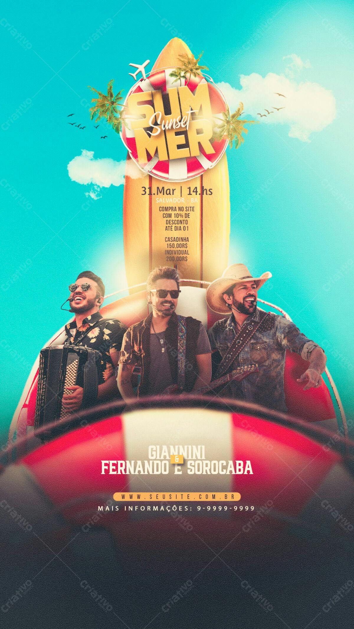 Flyer para Show Giannini & Fernando e Sorocaba PSD Editável