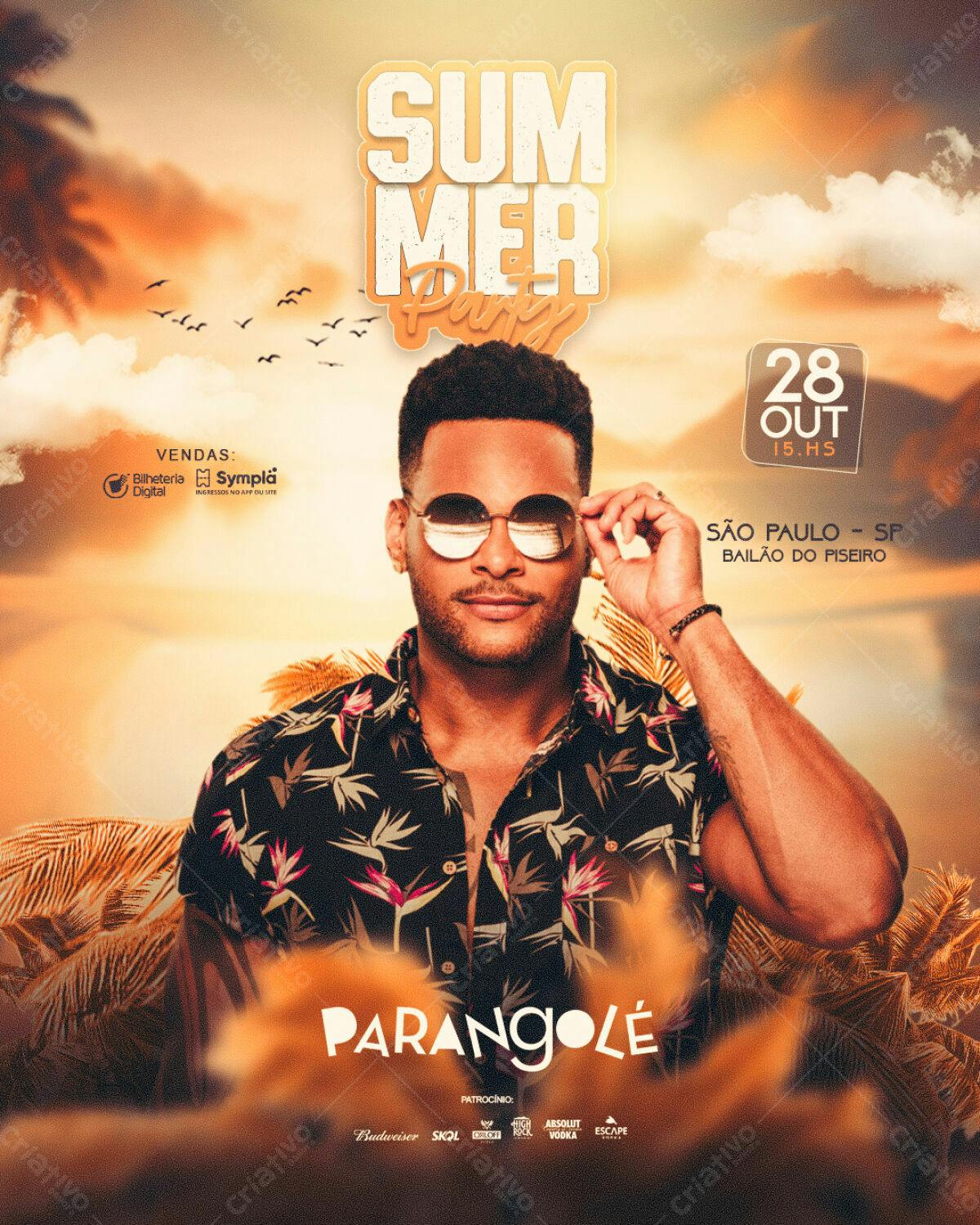 Flyer Festa de Verão com Parangolé PSD Editável