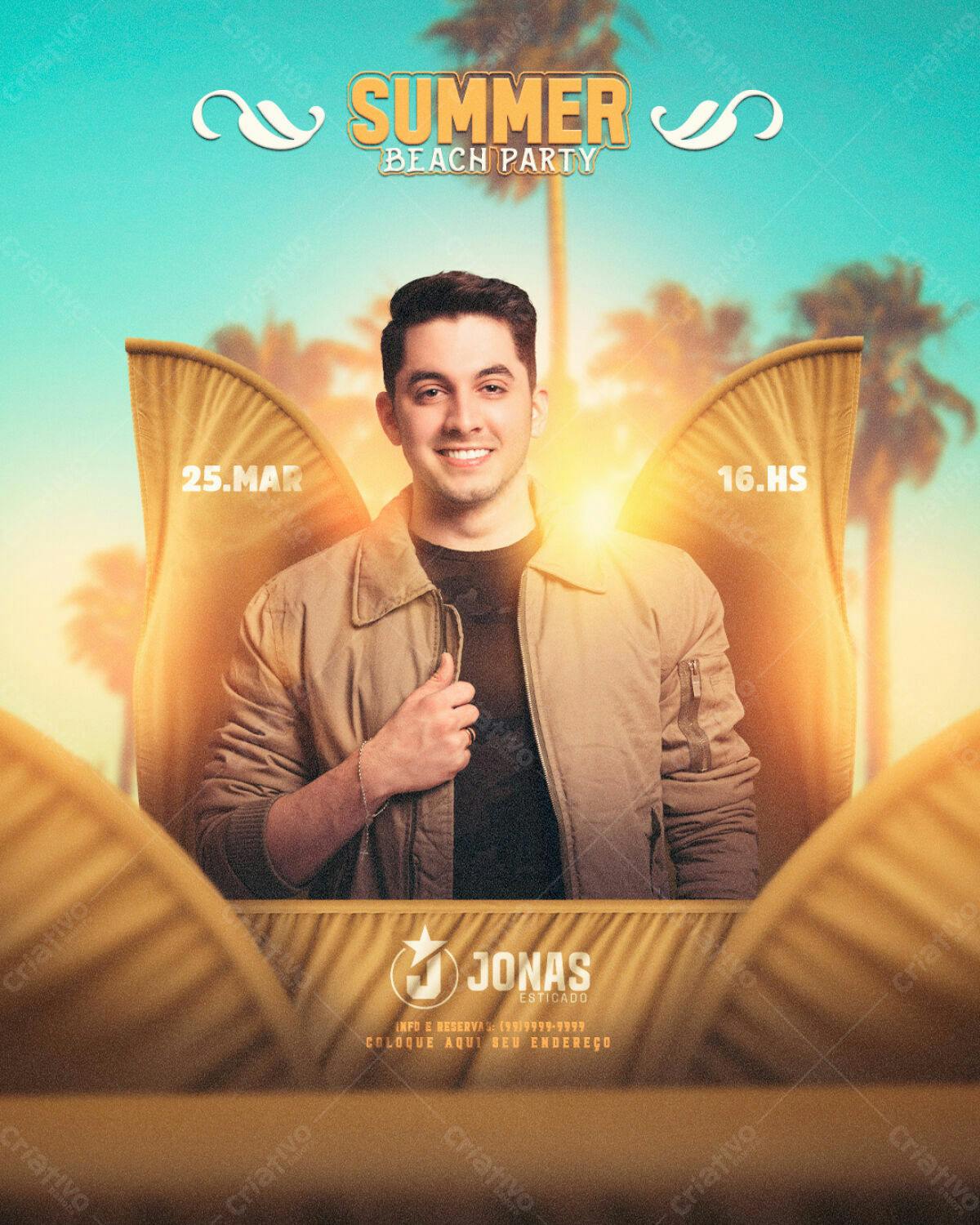 Flyer Festa na Praia de Verão PSD Editável