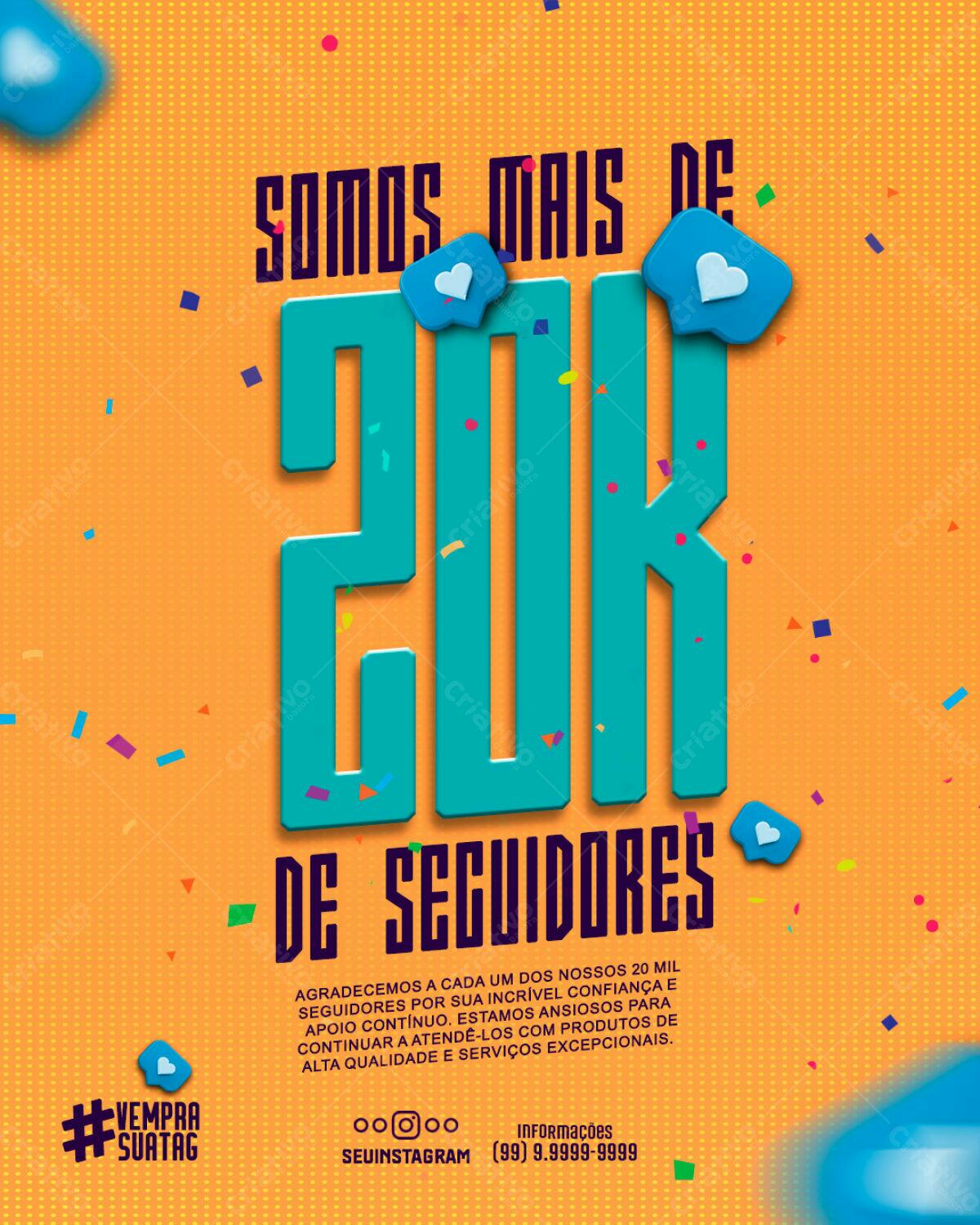 Flyer Aniversário 20k Seguidores PSD Editável