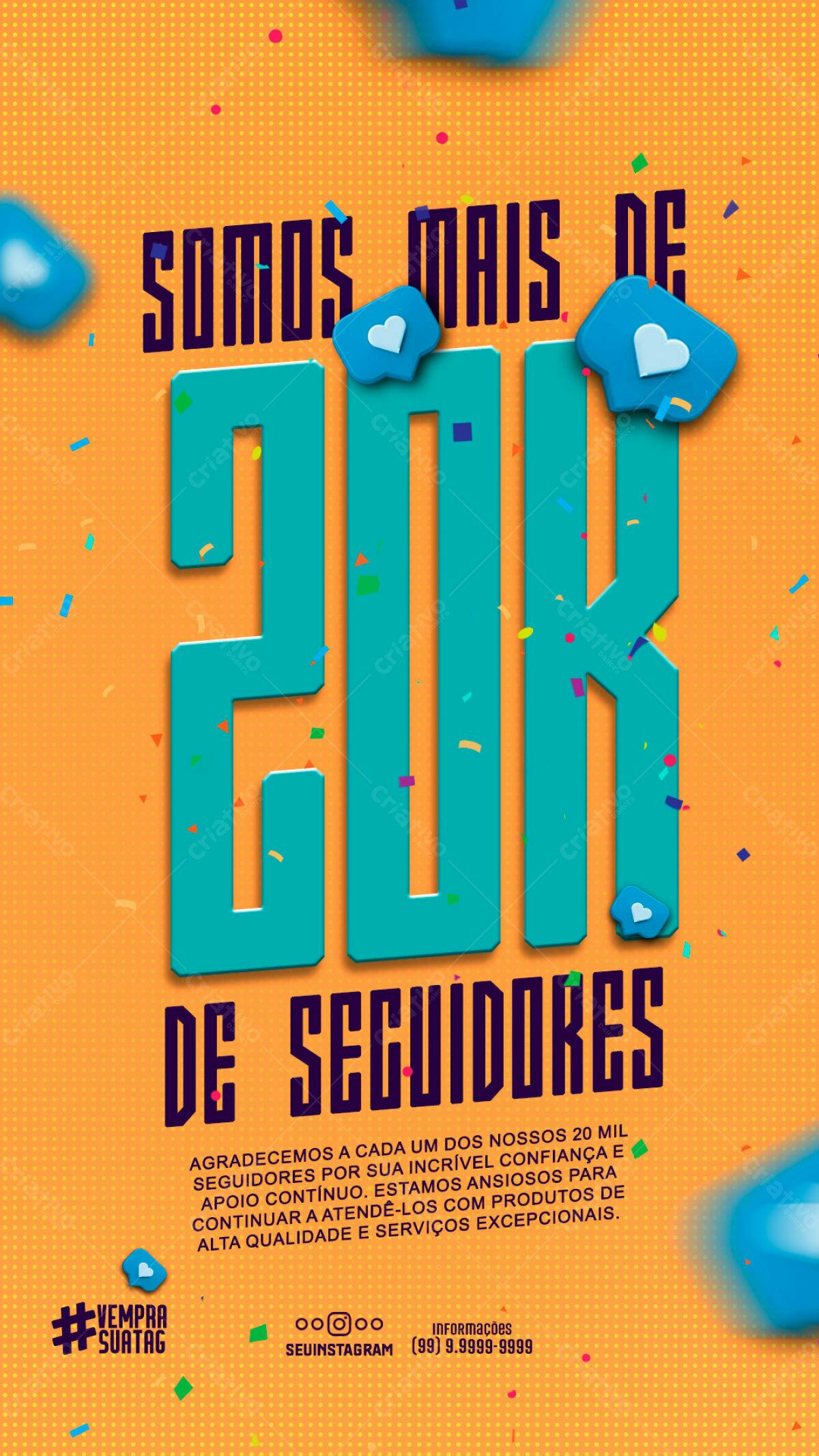 Flyer Aniversário 20k Seguidores PSD Editável