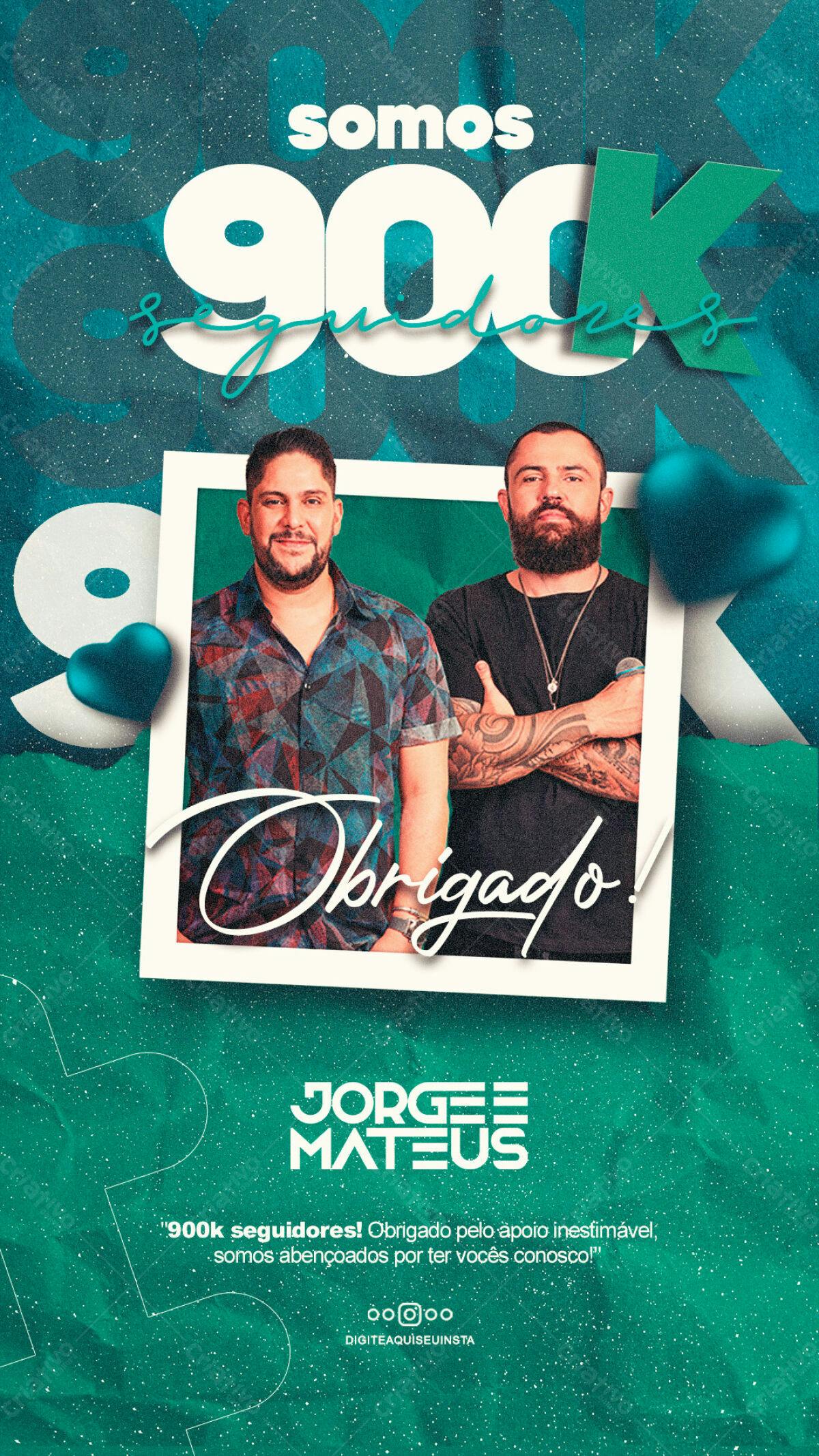 Flyer Aniversário 900k Seguidores Jorge e Mateus PSD Editável