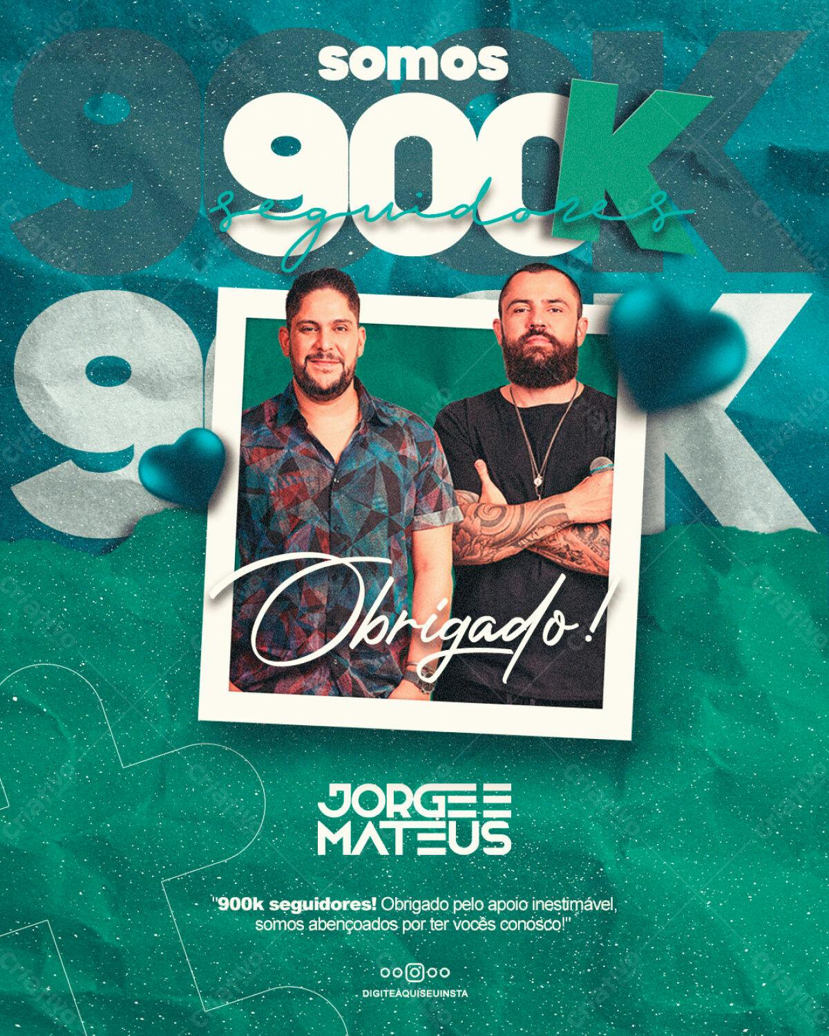 Flyer Aniversário 900k Seguidores Jorge e Mateus PSD Editável