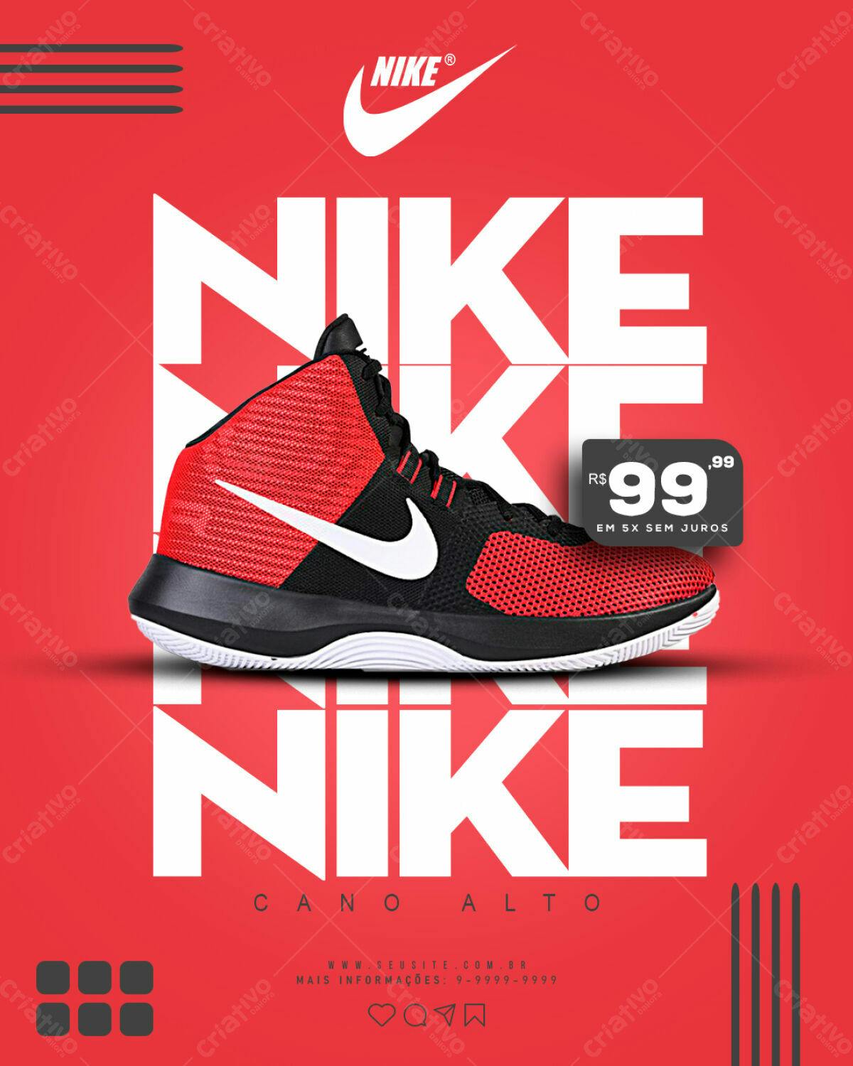 Flyer Promoção Tênis Nike Cano Alto PSD Editável