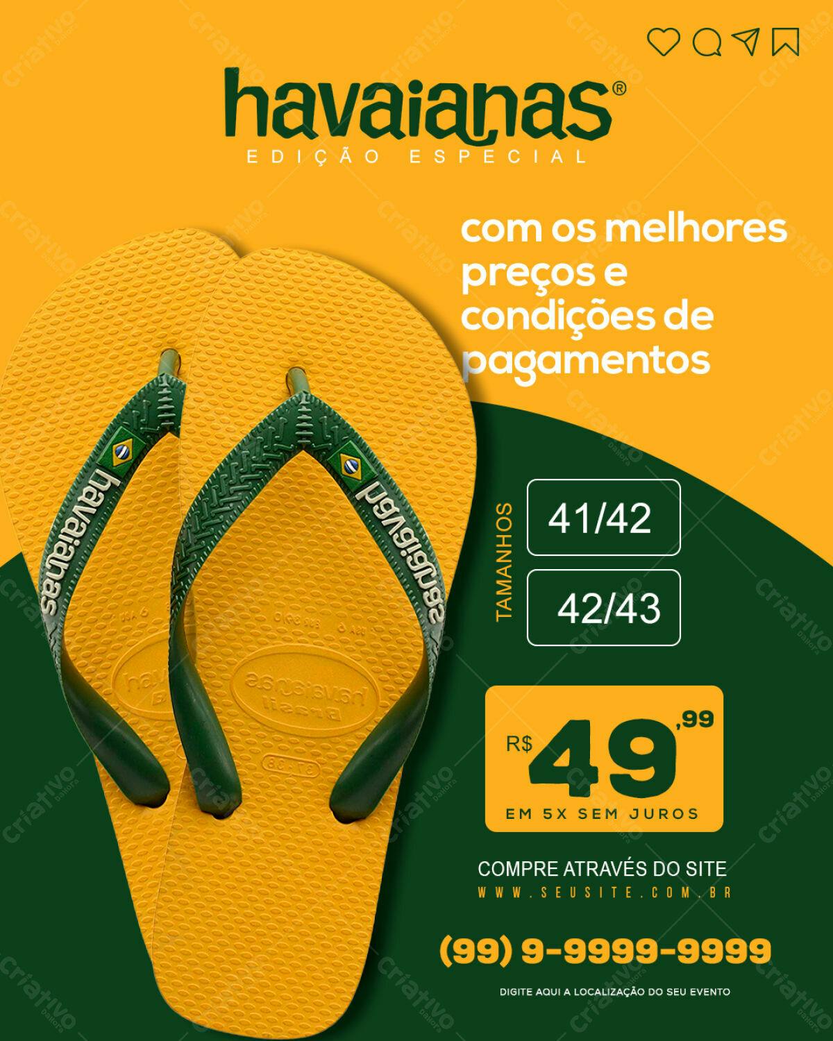 Flyer Havaianas Promoção Verão PSD Editável