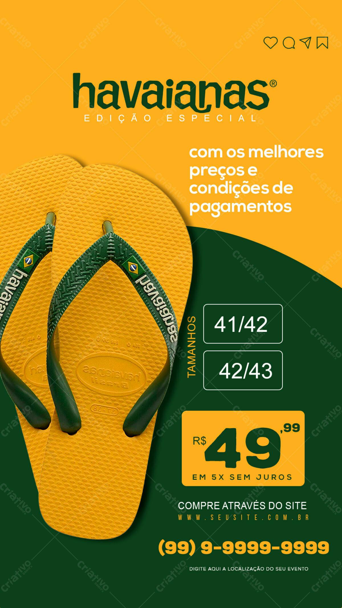 Flyer Havaianas Promoção Verão PSD Editável