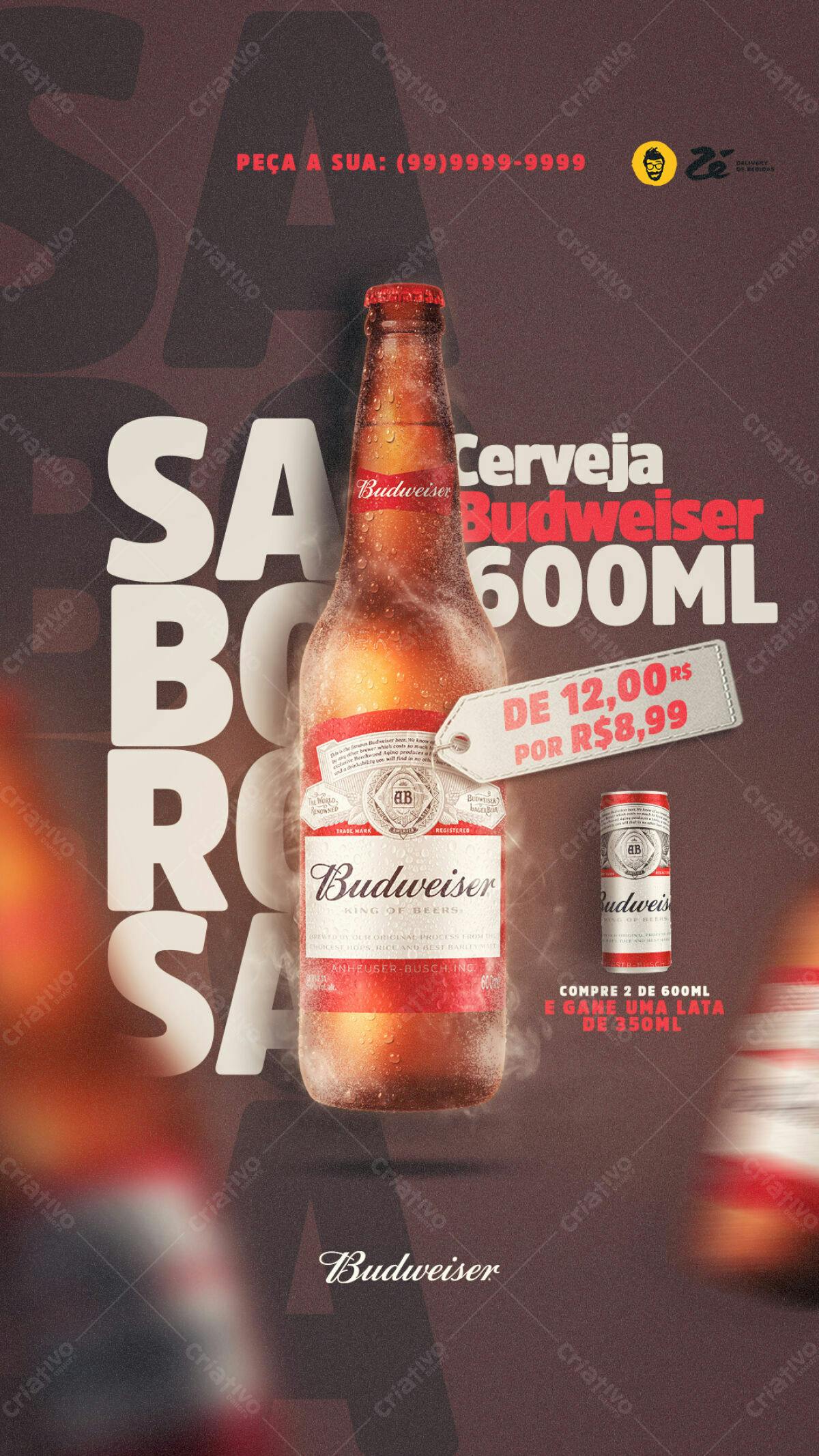 Flyer Cerveja Budweiser Promoção PSD Editável